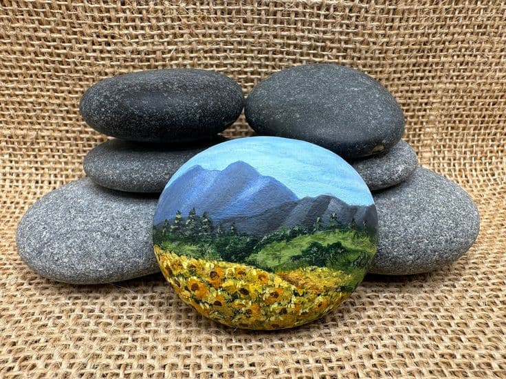 Rock Painting, Local Airpan Art & Pine Cone Painting Rock Painting, Local Airpan Art & Pine Cone Painting